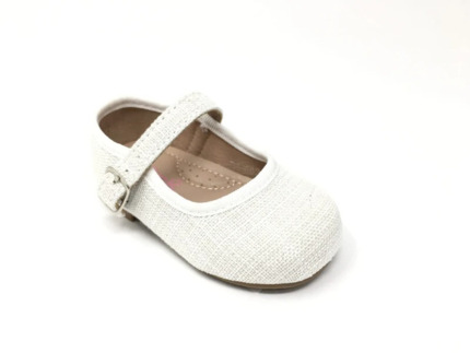 Merceditas Blancas para Bebé Niña de Lino | Zapatos de Ceremonia y Bautizo Online
