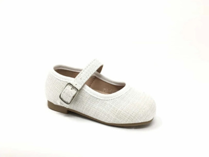 Merceditas Blancas para Bebé Niña de Lino | Zapatos de Ceremonia y Bautizo Online