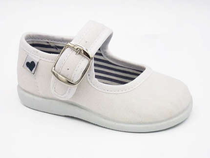 Merceditas Lona Blanca Para Bebe Niña