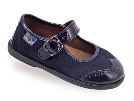 Merceditas Niña Azul Marino Piel - Elegancia y Comfort en Calzado Infantil
