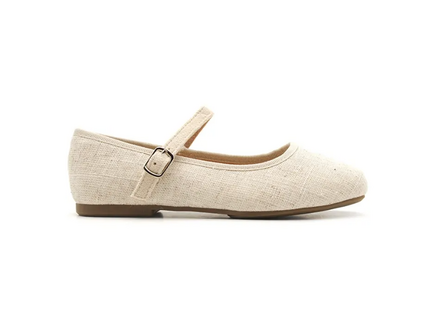 Comprar merceditas niña beige de lino para ceremonia y comunión