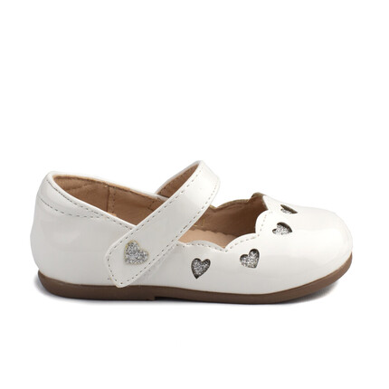 Merceditas Niña Blanco Charol Modelo Corazón