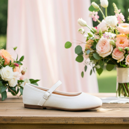 Merceditas Niña Blancas de Lino para Ceremonia | Envío Rápido