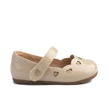 Merceditas Niña Charol Beige  Modelo Corazón
