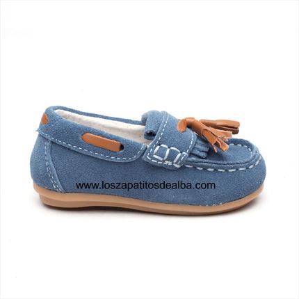 Comprar Mocasines Niño celeste flecos baratos|Zapatitos Alba