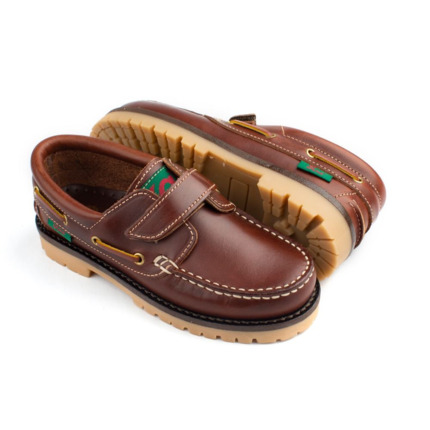 Comprar Nautico Niño Marron Velcro Sakut. Zapatos Colegiales Baratos