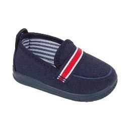 Zapatillas Niño Lona azul marino y raya roja (2)