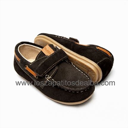 Comprar Náuticos Niño Marrón modelo velcro🥇  | ZapatitosDeAlba