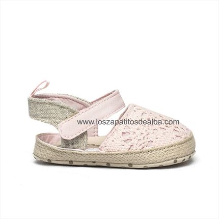 Comprar Sandalia bebe rosa sin suela modelo Crochet 🥇