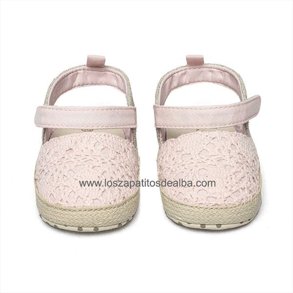 Sandalia bebe rosa sin suela modelo Crochet (2)