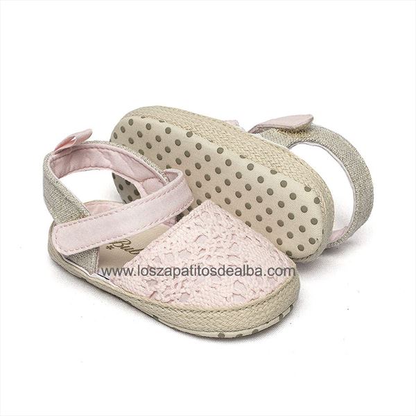 Sandalia bebe rosa sin suela modelo Crochet (3)