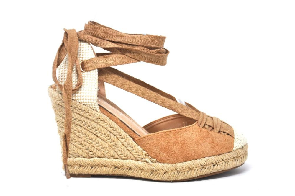 Comprar Sandalias Cuña Esparto Camel.▶️Cuñas Espartos