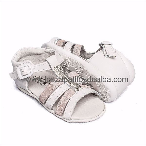 Sandalias Bebé Niña Blancas y Rosa Modelo Diana (1)