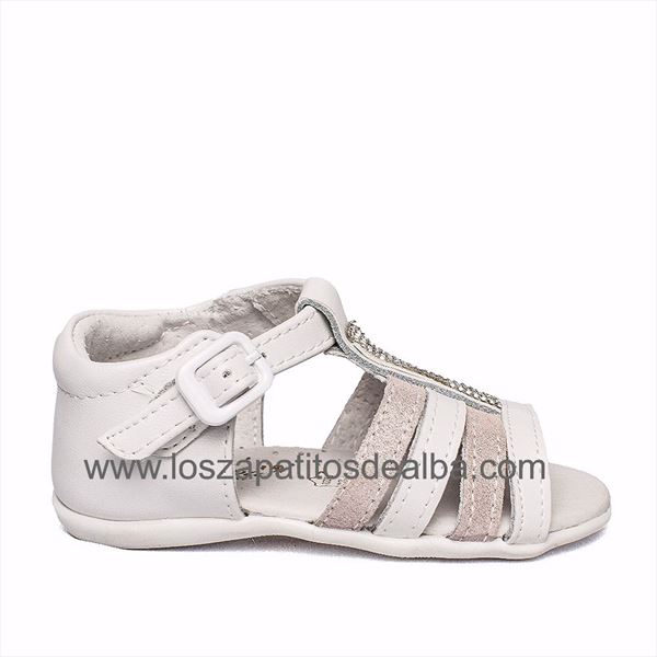 Sandalias Bebé Niña Blancas y Rosa Modelo Diana