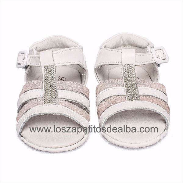Sandalias Bebé Niña Blancas y Rosa Modelo Diana (2)