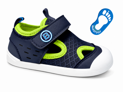 Sandalias Barefoot Bebé Azul Marino | Primeros Pasos con Velcro