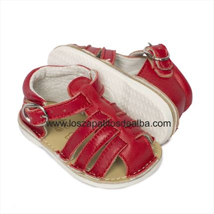 Sandalias Bebe Rojas Cangrejeras Tiras 🥇  | ZapatitosDeAlba