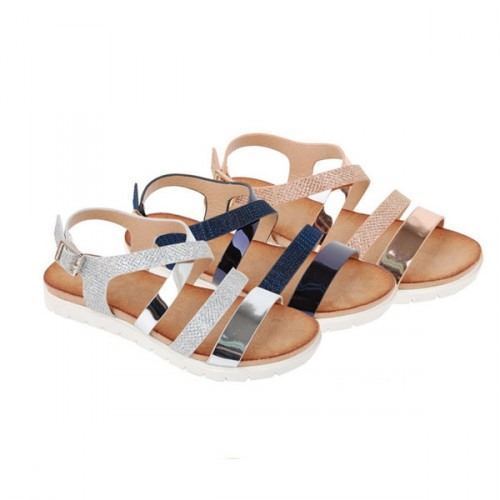 Sandalias Niña Rosa Champagne Metalizada (2)