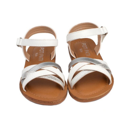 Sandalias Niña Blancas Tiras Plata