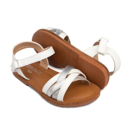 Sandalias Niña Blancas Tiras Plata