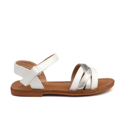Sandalias Niña Blancas Tiras Plata