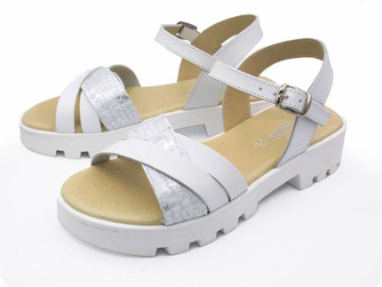 Sandalias Niña Plataforma Blanca Piel ▷baratos◁   ZapatitosDeAlba