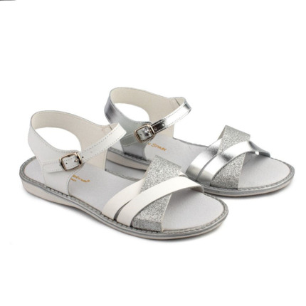 Sandalias Niña Blancas y Plata Aladino▷baratos◁   ZapatitosDeAlba