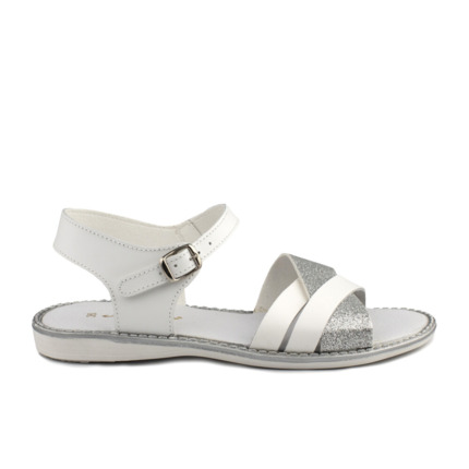 Sandalias Niña Blancas y Plata Aladino▷baratos◁   ZapatitosDeAlba