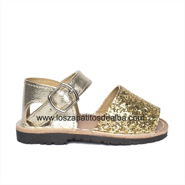 Sandalias Niña Doradas Modelo Menorquinas Glitter (2)