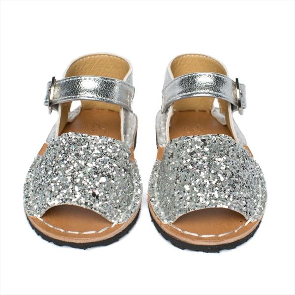 Sandalias Niña Plata Modelo Menorquinas Glitter (3)