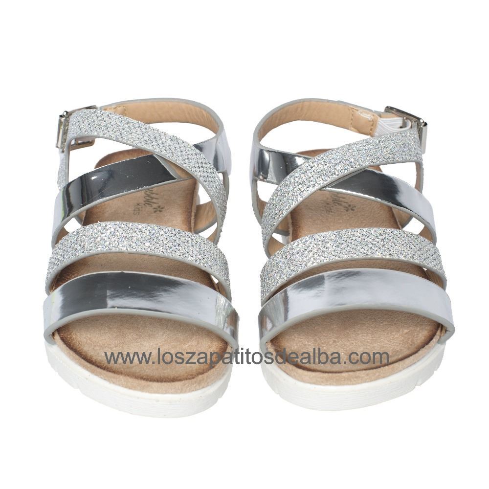 Sandalias Plateadas Metalizada 🥇 ZapatitosDeAlba