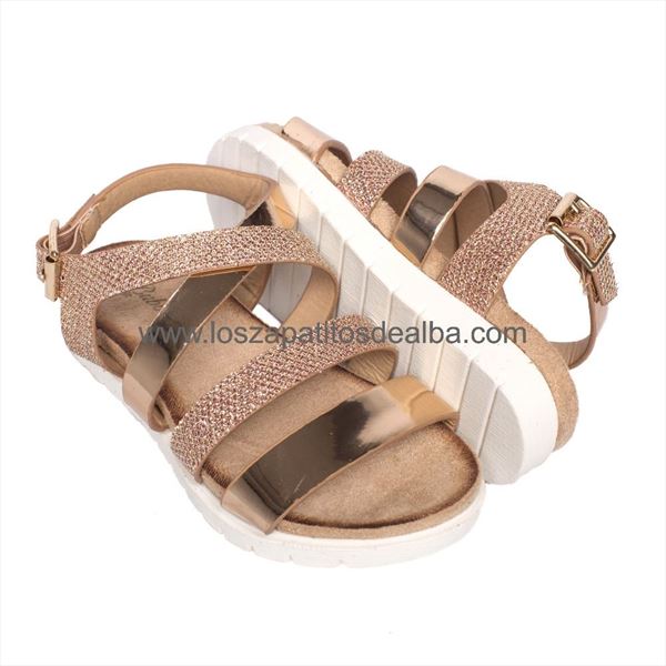 Sandalias Niña Rosa Champagne Metalizada (3)