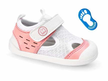 Sandalias Primeros Pasos Bebé Niña Blancas y Rosas | Velcro y Puntera Goma