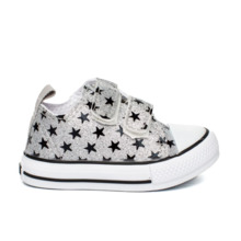 Zapatilla Lona Niña Plata Con Velcro