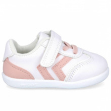 Zapatillas Deportivas Bebe Blanca y Rosa Con Velcro
