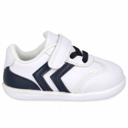 Zapatillas Deportivas Bebe Blanca y Marino Con Velcro