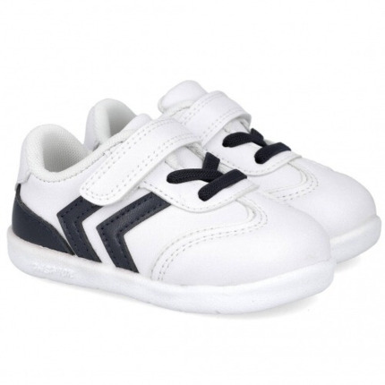 Zapatillas Deportivas Bebe Blanca y Marino Con Velcro