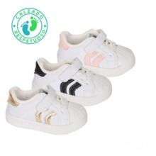 Zapatillas Deportivas Bebe Blanca y Rosa Con Velcro