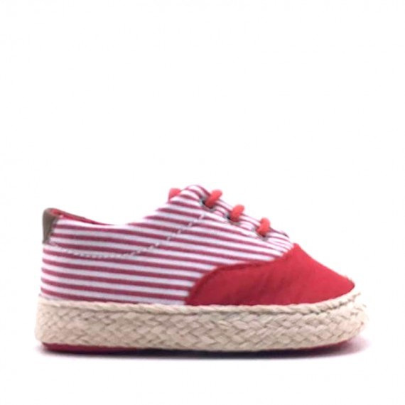 Zapatillas Deportivas bebé niña de lona a rayas rojas (1)