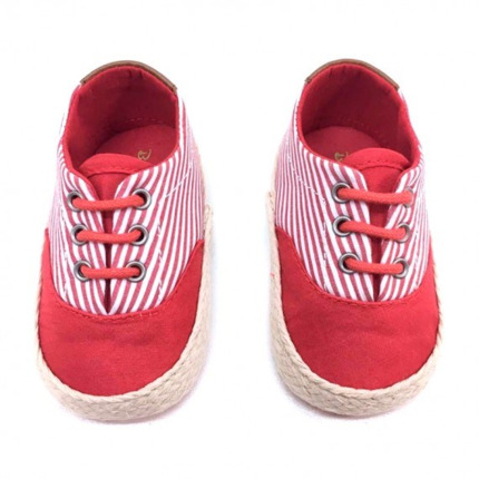 Zapatillas Deportivas bebé niña de lona a rayas rojas