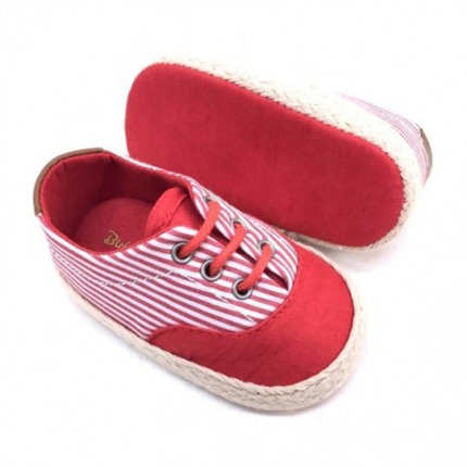 Comprar Zapatillas Deportivas bebé niña de lona a rayas rojas 🥇