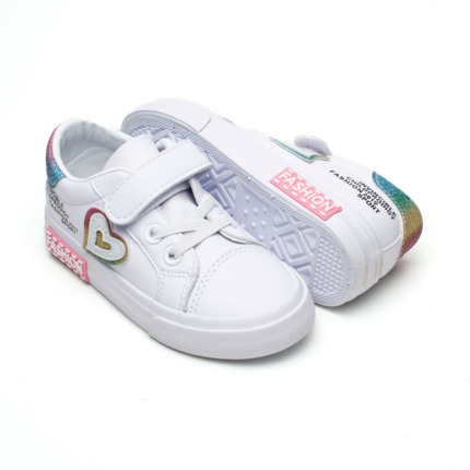 Comprar Zapatillas Deportivas Niña Blanca Con Velcro Estrella Glitter 🌟👸r