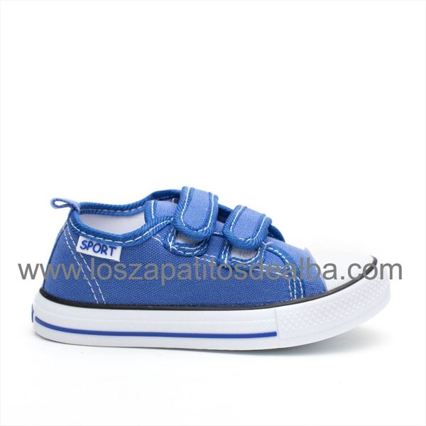 Zapatillas Lona Niño Azules con velcro modelo Sport (4)