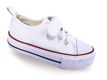 Zapatillas  Lona  Blancas Para Bebes Con Velcro