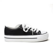 Comprar Zapatillas Lona Mujer Negras Puntera Goma Con Plataforma🥇 | ZapatitosDeAlba