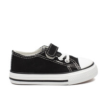 Zapatillas Lona Niño Negras Para Bebes Con Velcro