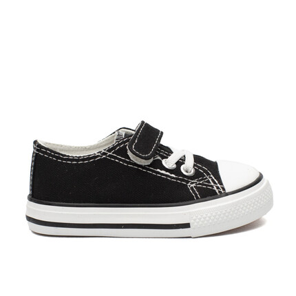 Zapatillas Lona Niño Negras Para Bebes Con Velcro