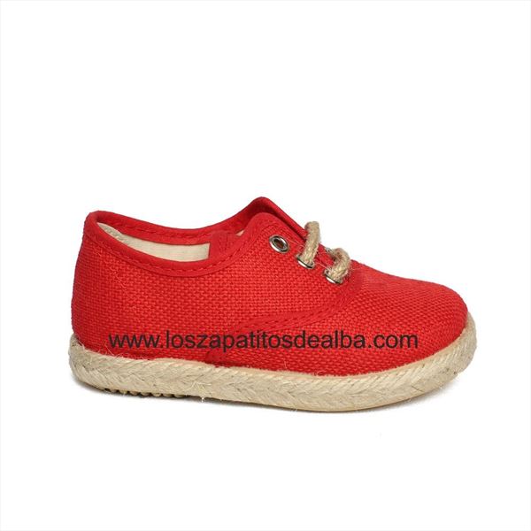 Zapatillas Lona Niño Roja Modelo Blucher