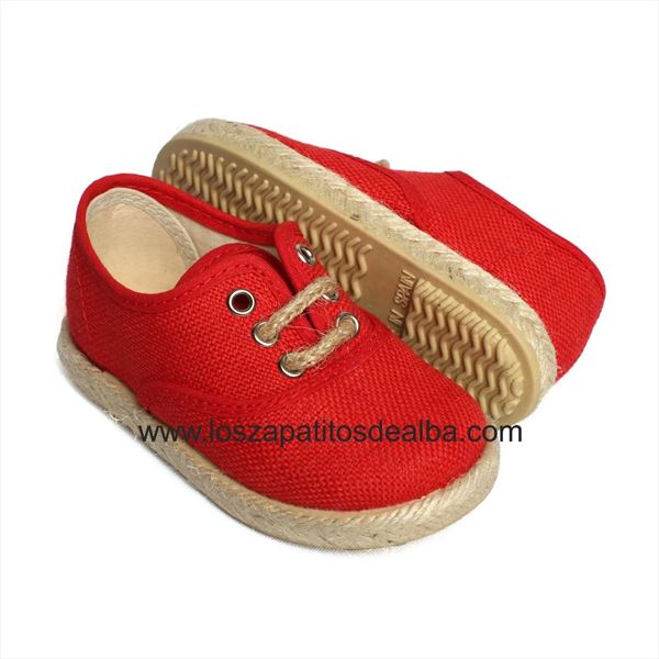 Zapatillas Lona Niño Roja Modelo Blucher (1)