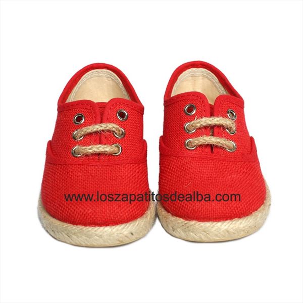 Zapatillas Lona Niño Roja Modelo Blucher (2)